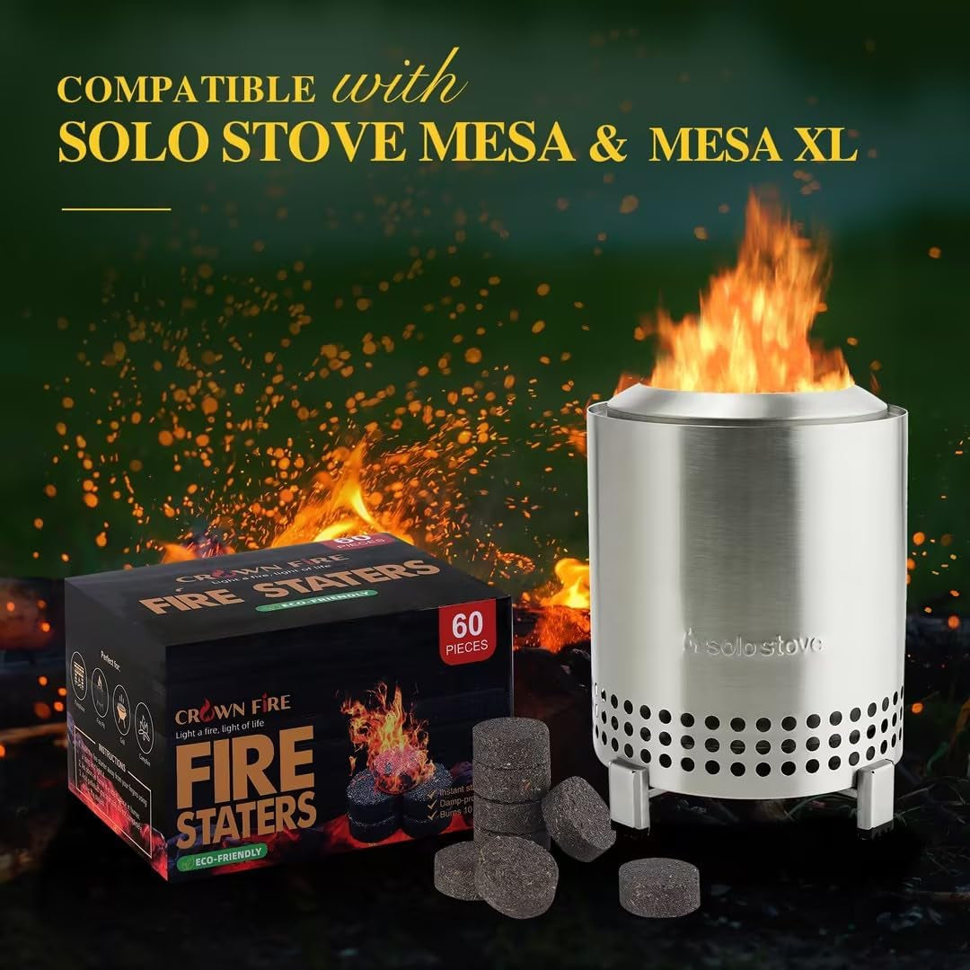 Fire Pit Starters for Solo Stove Mesa, 60 Count Fireplace Starter Great Accessories Tool for Grilling Camping Cooking Campfires and BBQ Light Fire Wood Charcoal and Sticks