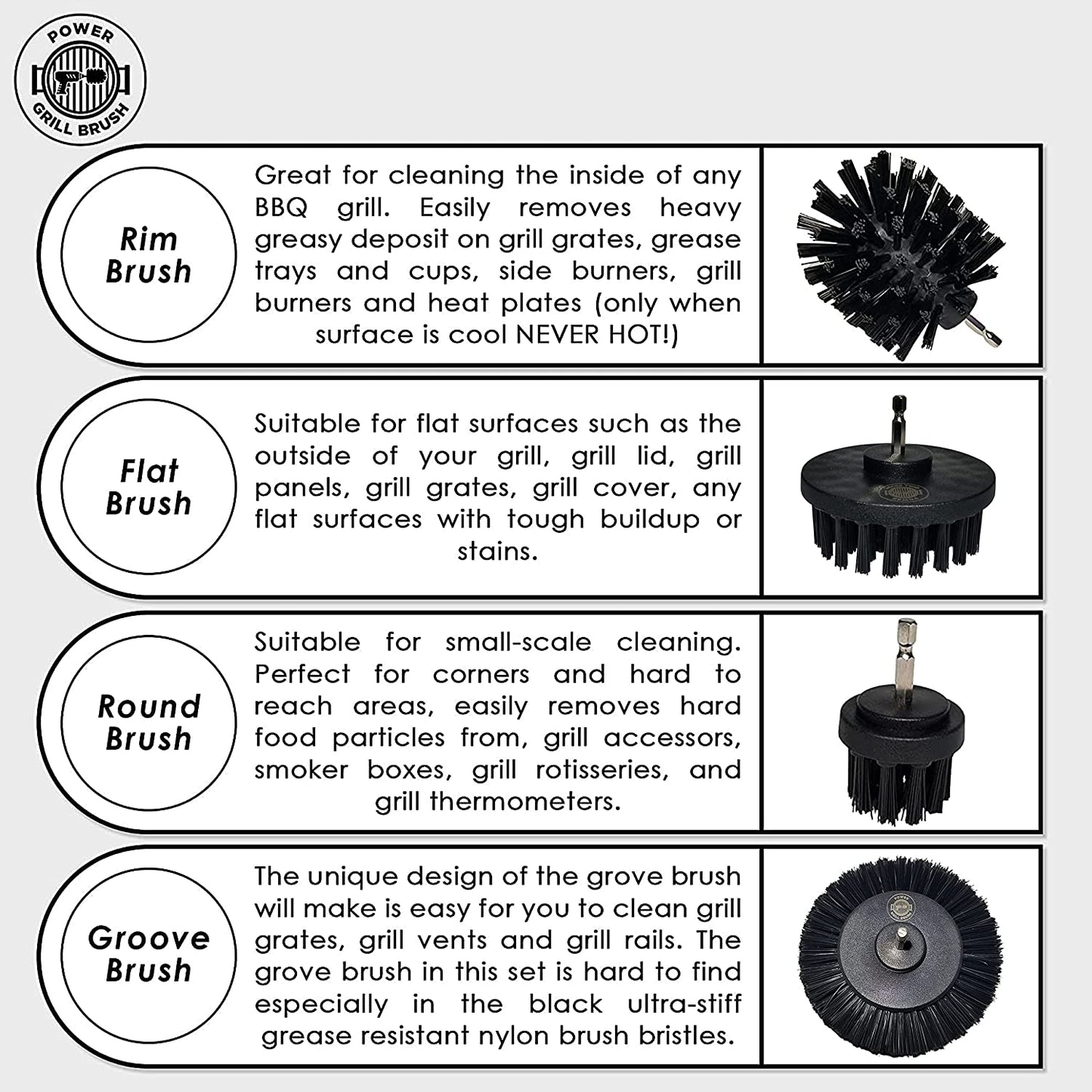 5 Piece BBQ Cleaning Kit - Nylon Safe Bristle/Free Non/Wire - Safe for All Grates Stainless Steel Porcelain Iron Charcoal/Gas Scraper Tool/Accessories Outdoor Gift for Dad/Men