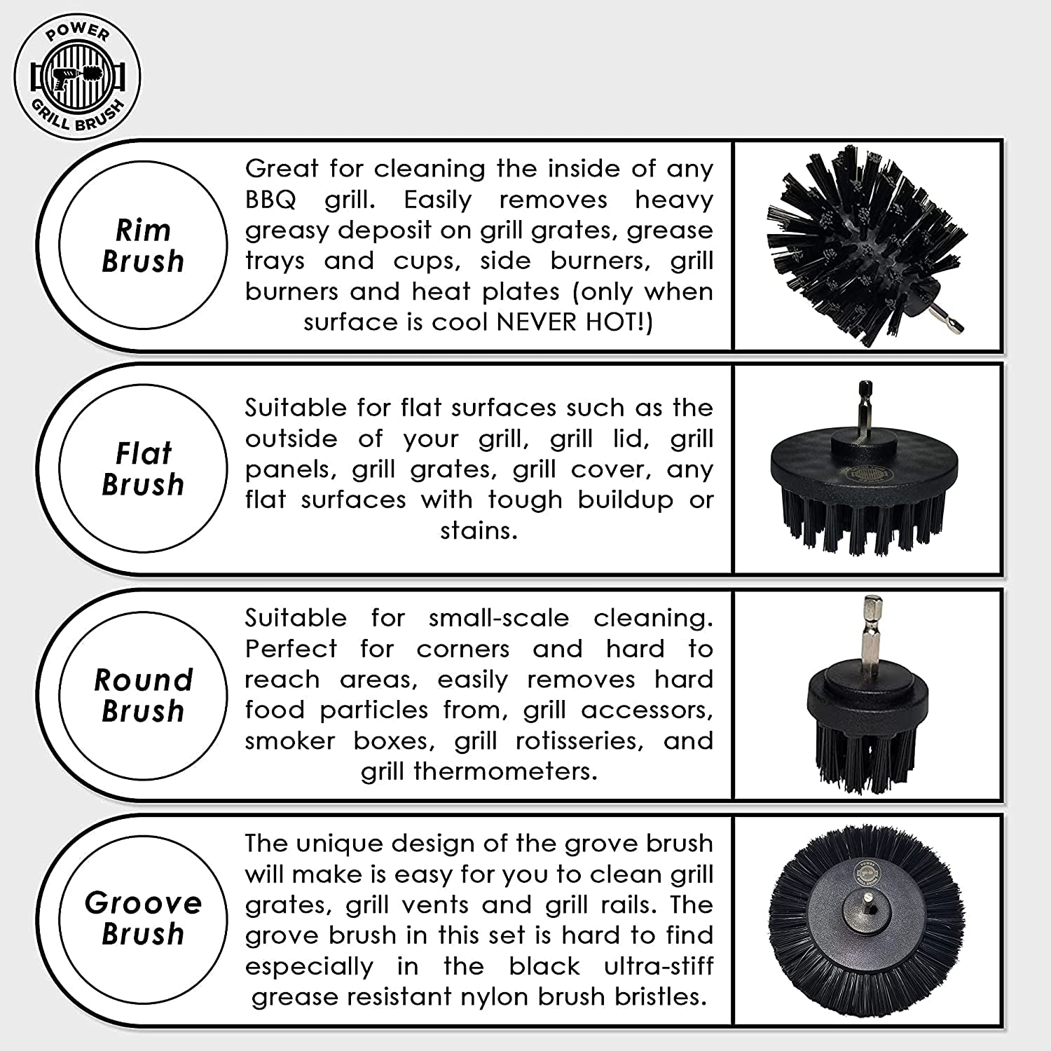 5 Piece BBQ Cleaning Kit - Nylon Safe Bristle/Free Non/Wire - Safe for All Grates Stainless Steel Porcelain Iron Charcoal/Gas Scraper Tool/Accessories Outdoor Gift for Dad/Men