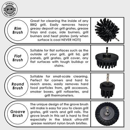 5 Piece BBQ Cleaning Kit - Nylon Safe Bristle/Free Non/Wire - Safe for All Grates Stainless Steel Porcelain Iron Charcoal/Gas Scraper Tool/Accessories Outdoor Gift for Dad/Men