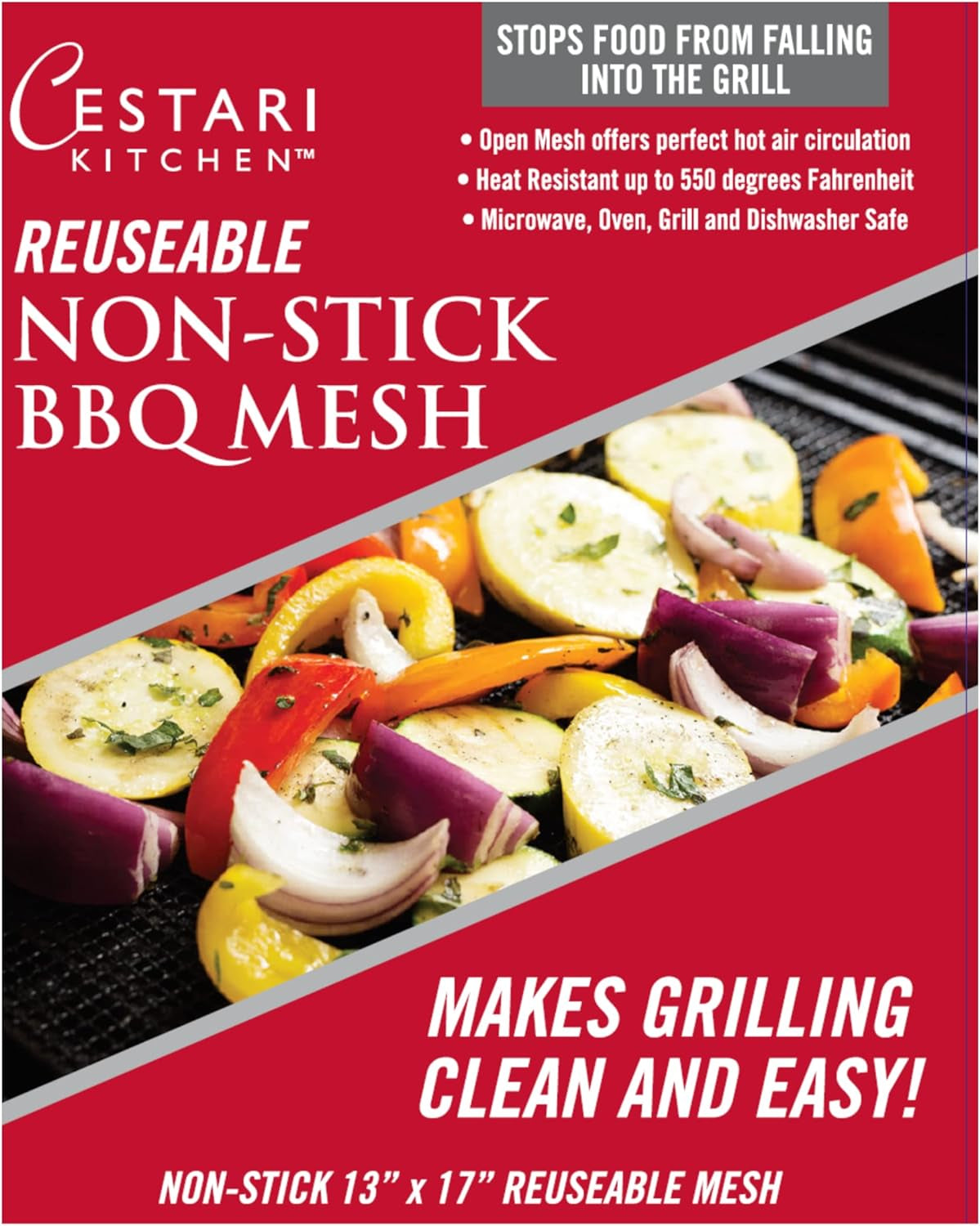 BBQ Grill Mats Non Stick Grill Toppers- Extra Large Cut to Fit - Pizza Oven Screen - Heavy Duty PFOA Free Grill Mesh Set of 2