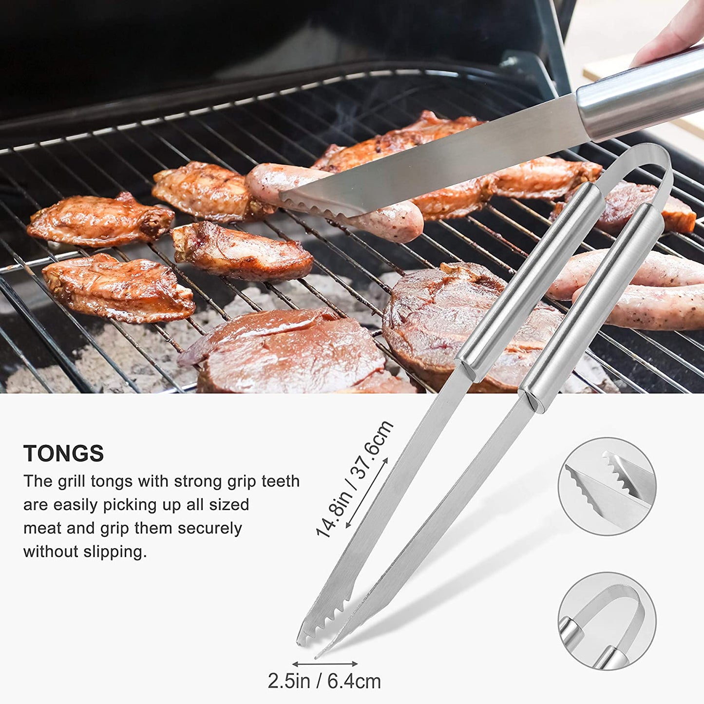 30PCS BBQ Grill Tools Set with Thermometer and Meat Injector. Extra Thick Steel Spatula, Fork& Tongs - Complete Grilling Accessories in Portable Bag - Perfect Grill Gifts for Men and Women