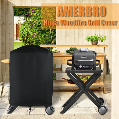 Cover for Ninja Woodfire Outdoor Grill - Waterproof Grill Cover for Ninja OG701 Grill and Stand - Anti-Fade & UV Resistant, Heavy Duty 600D Oxford Fabric (Cover Only, Does Not Include Stand)