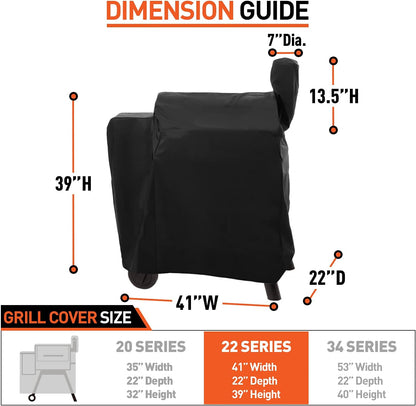 Pellet Grill Cover Compatible for Traeger 22, Lil Tex, Z Grill 550, Heavy Duty Waterproof Outdoor Full Length Smoker Cover, Fade Resistant Wood Pellet Grill Cover