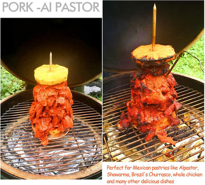 ZAUGONTW Vertical Skewer Grill - Stainless Removable Vertical Brazilian Barbecue Grilling Rack Meat Spit - Perfect for Steak, Whole Chickens, Whole Fish, Large Meat