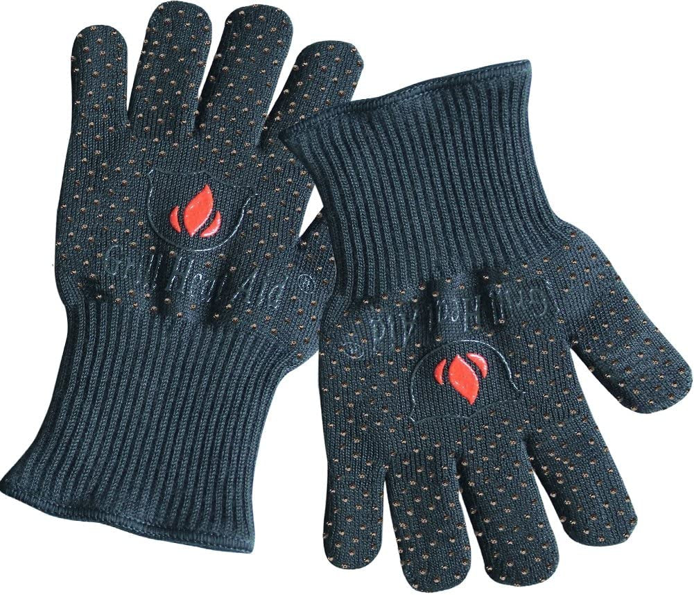 Extreme Heat Resistant Grill Gloves: Premium Insulated & Silicon Lined Fiber Mitts for Cooking, BBQ, Grilling, Frying & Baking for Indoor Outdoor, Kitchen & Oven