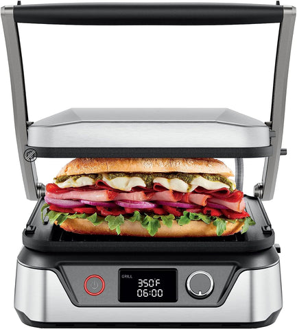 Image of 5-In-1 Digital Panini Press Grill Sandwich Maker and Griddle Grill Combo with Removable, Reversible Dishwasher-Safe Grilling Plates, Opens 180° for Indoor BBQ or Flat Top Grill