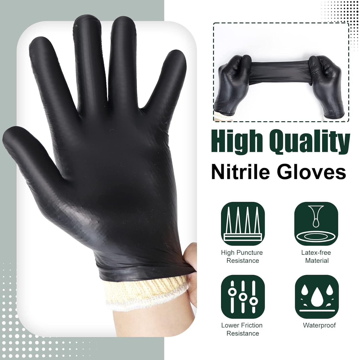 BBQ Gloves Kit with 2 Pairs of Reusable Heat Resistant Grilling Gloves Liner and 100 Pieces Disposable Nitrile Gloves for Outdoor Cooking and Barbecue, Black, X-Large