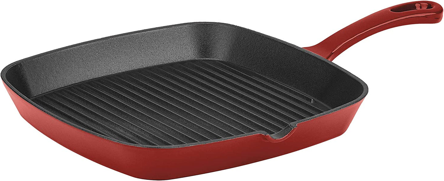 CI30-23CR Chef'S Classic Enameled Cast Iron 9-1/4-Inch Square Grill Pan, Cardinal Red