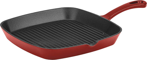 Image of CI30-23CR Chef'S Classic Enameled Cast Iron 9-1/4-Inch Square Grill Pan, Cardinal Red