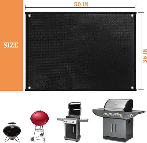 Image of Grill Mats for Outdoor Grill with Holes, 36×50 Inch under Grill Mat, Grill Mats for Outdoor Grill Deck Protector, Indoor Fireplace Mats Fire Pit Mats, Easy to Clean Reusable Outdoor Grill Mat