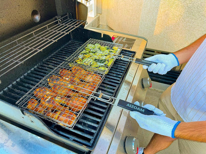 Grill Basket  Grill Basket Stainless Steel BBQ Grilling Basket Large Folding Grill Basket with Removable Handle. Grill Basket for Fish,Vegetables . Grill Accessories BBQ Accessories Grilling Gifts for Men Dad .