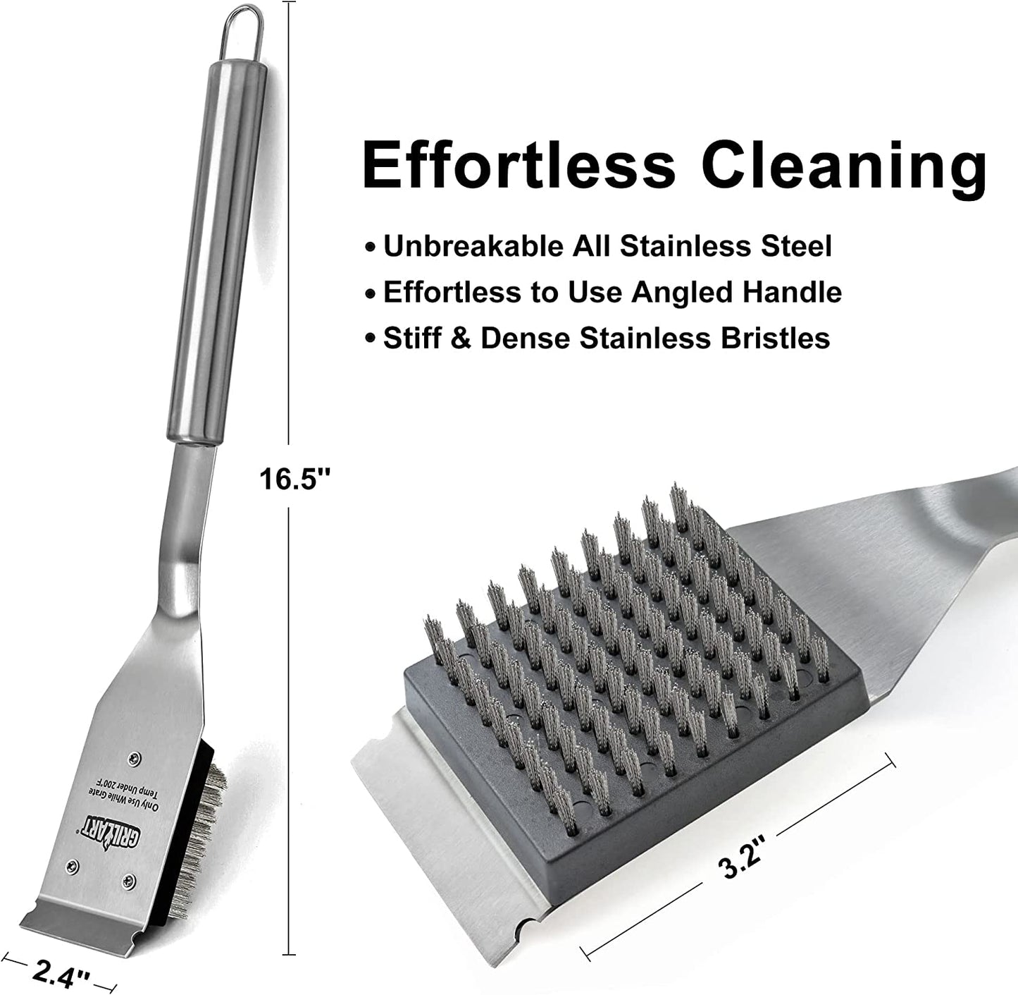 Grill Brush and Scraper, Wire BBQ Grill Brush for Outdoor Grill, 16.5” Grill Cleaning Brush BBQ Grill Accessories, Safe Grill Cleaner Brush-Ideal Gift for Men/Dad BBQ Brush for Grill Cleaning