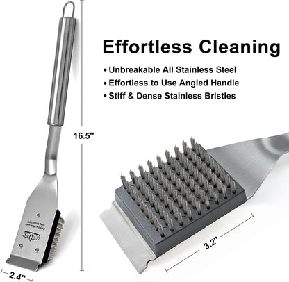 Grill Brush and Scraper, Wire BBQ Grill Brush for Outdoor Grill, 16.5” Grill Cleaning Brush BBQ Grill Accessories, Safe Grill Cleaner Brush-Ideal Gift for Men/Dad BBQ Brush for Grill Cleaning