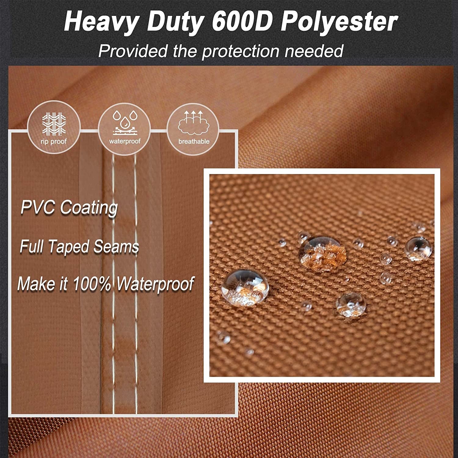 Nettypro BBQ Grill Cover 56 Inch Outdoor Patio 600D Heavy Duty Waterproof 2-3 Burner Barbecue Cover for Weber, Char-Broil, Brinkmann, Nexgrill Grills and More, Brown