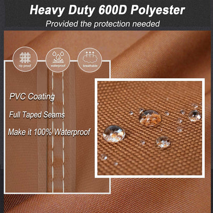 Nettypro BBQ Grill Cover 56 Inch Outdoor Patio 600D Heavy Duty Waterproof 2-3 Burner Barbecue Cover for Weber, Char-Broil, Brinkmann, Nexgrill Grills and More, Brown