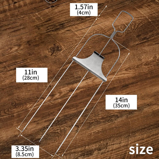 Chuanke 3-Prong Stainless Steel Skewers for BBQ Grilling with Push Bar Slider Easy Food Removal (1)