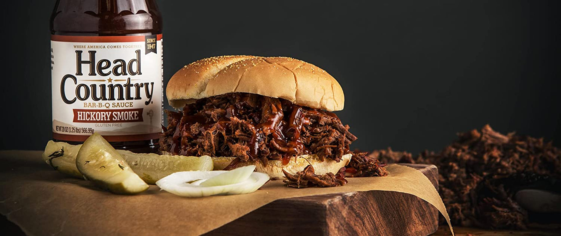Head Country Bar-B-Q Sauce, Hickory Smoke | Soy Free, Gluten Free BBQ Sauce with No Preservatives | Smoky & Sweet Championship Barbecue Sauce for Ribs, Pork, Sausage & Brisket | 20 Ounce, Pack of 1