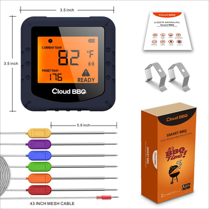 500FT Digital Meat Thermometer Wireless Thermometer with Multy Probes Bluetooth Thermometer Kitchen Thermometer for Smoker Grilling Oven