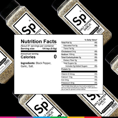 Spiceology - Salt Pepper Garlic - SPG - Use On: Steak, Chicken, Hamburgers, Brisket, Turkey, Stew - BBQ Rub - Seasoned Salt - Spices and Seasonings - Grill Seasoning