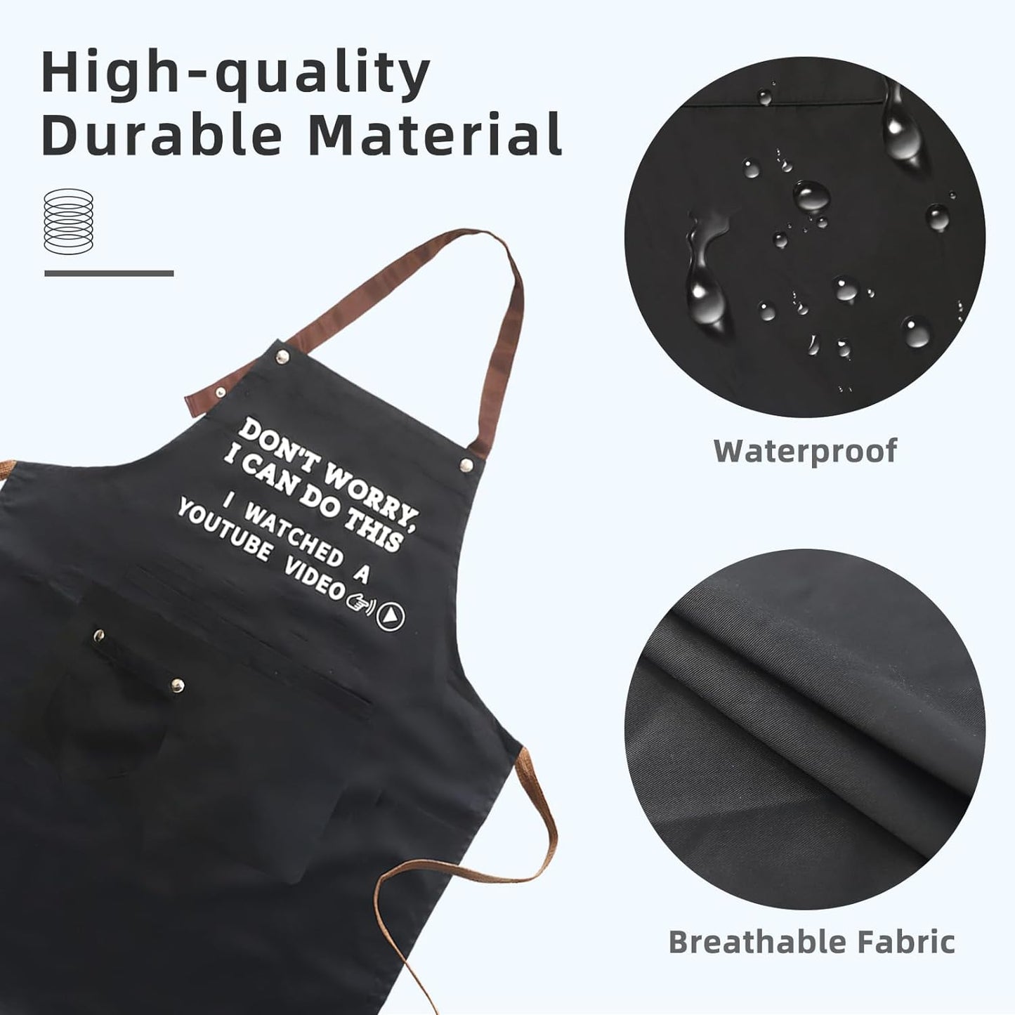 Cooking Chef Apron for Men, Funny Apron Gifts for Men with 3 Pockets Adjustable Neck Strap Grilling Kitchen BBQ Dad Apron-Birthday Christmas Gifts for Dad, Mom, Husband, Friends, Boyfriend