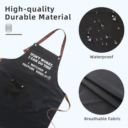 Cooking Chef Apron for Men, Funny Apron Gifts for Men with 3 Pockets Adjustable Neck Strap Grilling Kitchen BBQ Dad Apron-Birthday Christmas Gifts for Dad, Mom, Husband, Friends, Boyfriend