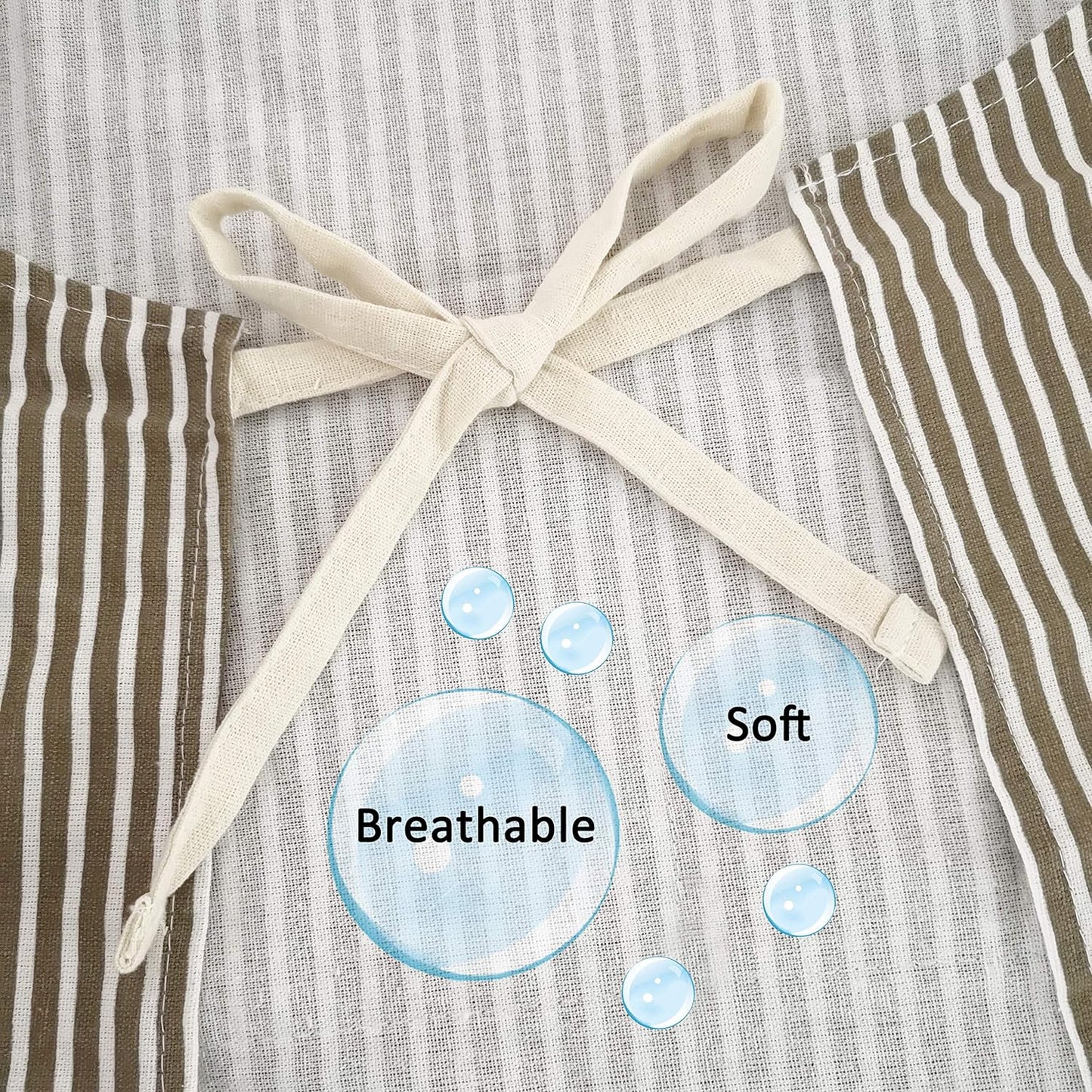 Aprons 2 Pack Adjustable Bib Aprons with 2 Pockets Cotton Linen Cooking Kitchen Chef Apron for Women and Men