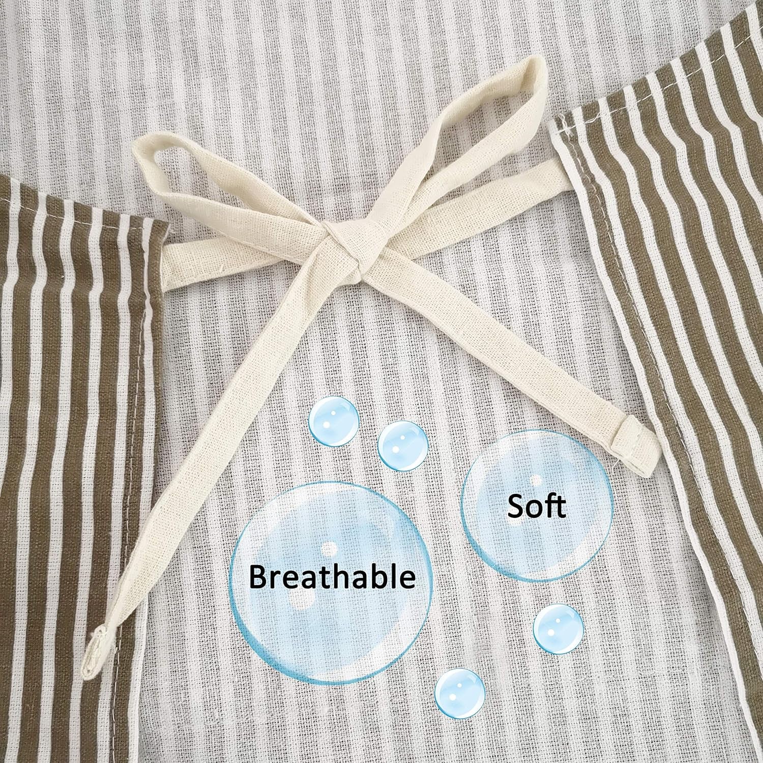 Aprons 2 Pack Adjustable Bib Aprons with 2 Pockets Cotton Linen Cooking Kitchen Chef Apron for Women and Men