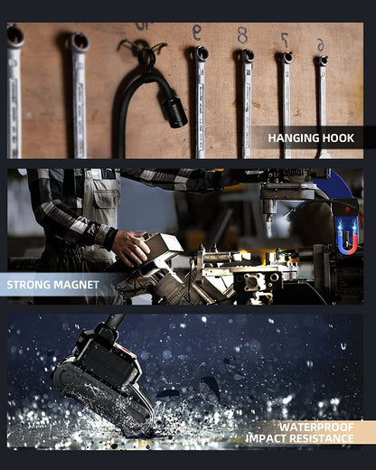 LED Work Light, 2000 Lumen Flexible Gooseneck Flashlight with Magnetic Base, Adjustable Grill Light, Job Site Light for Work Bench, Auto-Repairing, Reading, Emergency and Bbq(Rechargeable)