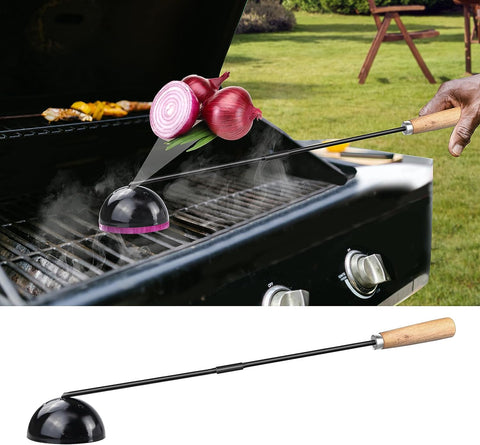 Image of Onion Holder Grill Brush, Grill Cleaner Brush, BBQ Grill Accessories Use for Charcoal Grills, Gas Grills. 28" in Black Metal Holder, Heat Resistant(Hand Made), Grill Brush Bristle Free