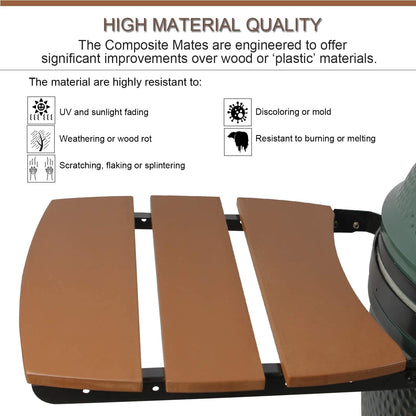 Side Shelves for Large Big Green Egg 3 Slat Grill Mates Large Green Egg Accessories Kamado Grill Parts Replacement HDPE Grill Smoker Accessories