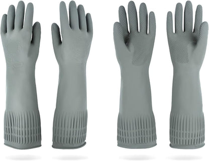 MAMISON 2 Pairs Rubber Gloves - Long Rubber Gloves Dishwashing Gloves Large