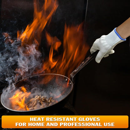 Heat Resistant Cooking Gloves - Kitchen Gloves 480 Degree Heat Resistant Oven Gloves for Handling Hot Food Cooking Baking Oven Gloves - Camping Cooking Pot Indoor Outdoor Smoker Grill