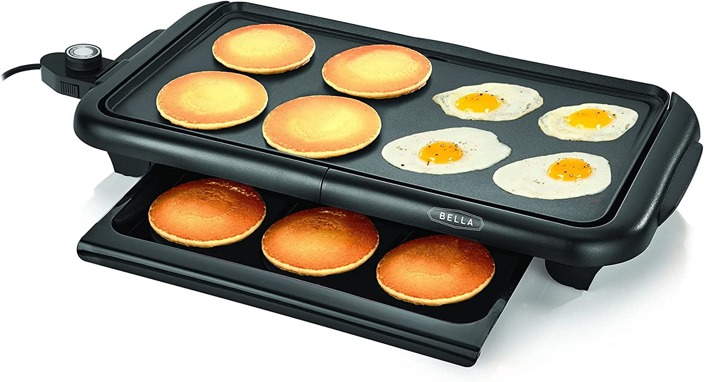 Electric Griddle with Warming Tray - Smokeless Indoor Grill, Nonstick Surface, Adjustable Temperature & Cool-Touch Handles, 10" X 18", Copper/Black