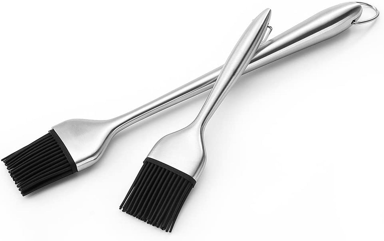HQY 2 Pack Heavy-Duty BBQ Basting Brush,12 Inch & 7 Inch-Great for BBQ Meat,Cakes and Pastries