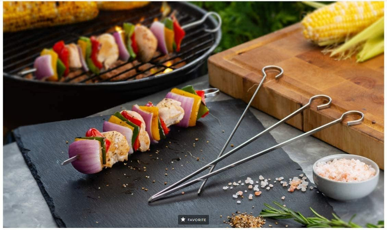 Flat Stainless Steel Kabob Skewers 12 Pack (17 Inch)