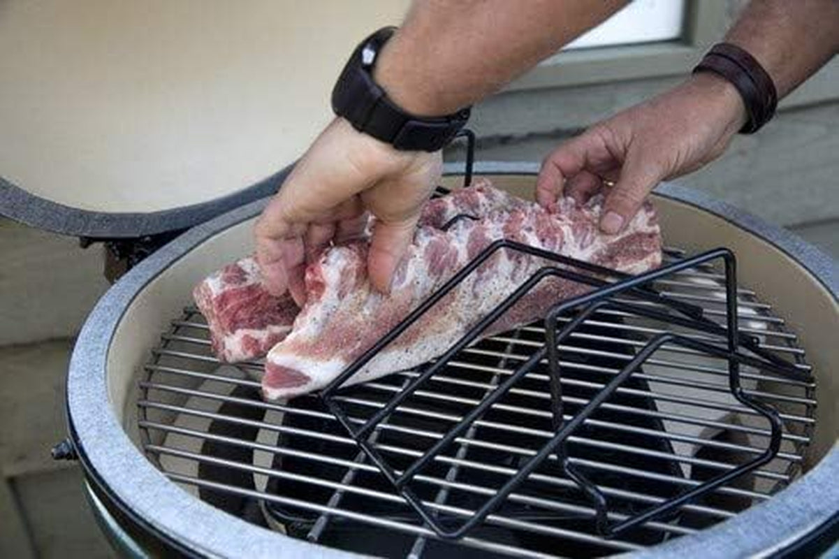 BBQ Rib Racks for Smoking and Grilling,Turkey Roasting Rack Roast Rack Dual Purpose Fit for Large Big Green Egg and Kamado Joe,Primo,Vision,18 Inches and Bigger Grill