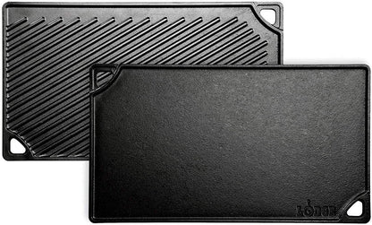 LDP3 Cast Iron Rectangular Reversible Grill/Griddle, 9.5-Inch X 16.75-Inch, Black