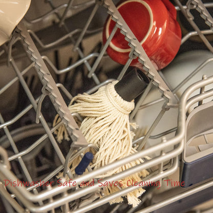 Donxote 18 Inch BBQ Mop Brush Set of 2, with 6 Extra Replacement Heads, Wooden Long Handle Cotton Head Mopping Basting Grill Sauce Perfect for Grilling Smoking Steak Marinade or Glazing