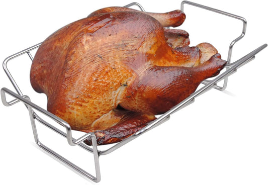 Rib Racks for Big Green Egg, Smoking and Grilling Rib Rack, Big Green Egg Accessories, Turkey Roast Rack Dual-Purpose for Large and Xlarge Big Green Egg,18" or Bigger Kamado Grill,100% Stainless Steel