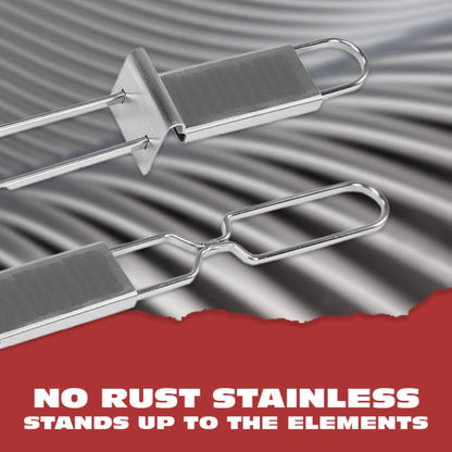 Premium Barbecue Metal Skewers for Kabobs with Quick Release - Double Pronged, Stainless Steel Metal Skewers for Grilling - Kebab Skewers, Shish Kabob Skewers, Kabob Sticks, Veggies & More