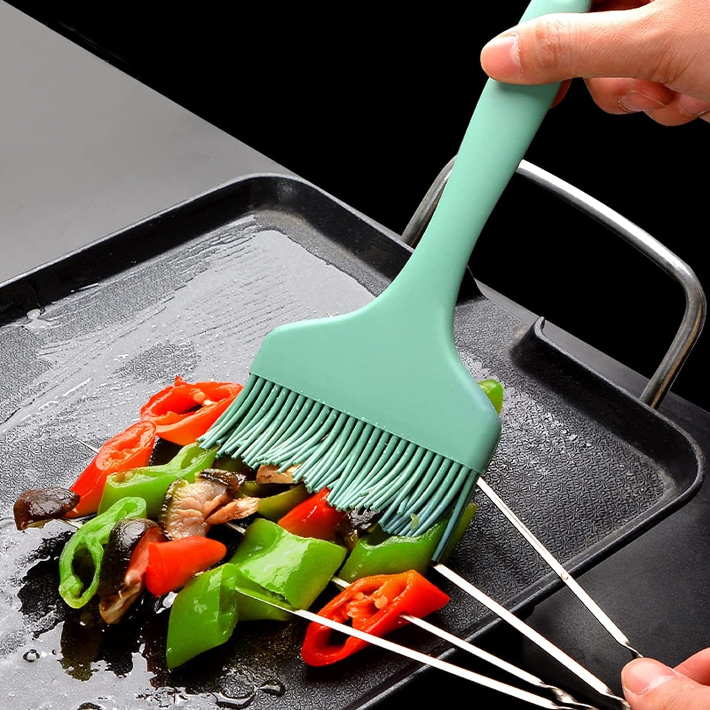 Basting Brush Silicone Pastry Baking Brush Large Grill BBQ Sauce Marinade Meat Glazing Oil Brush Heat Resistant, Kitchen Cooking Baste Pastries Cakes Desserts, Dishwasher Safe 2Pack (2)