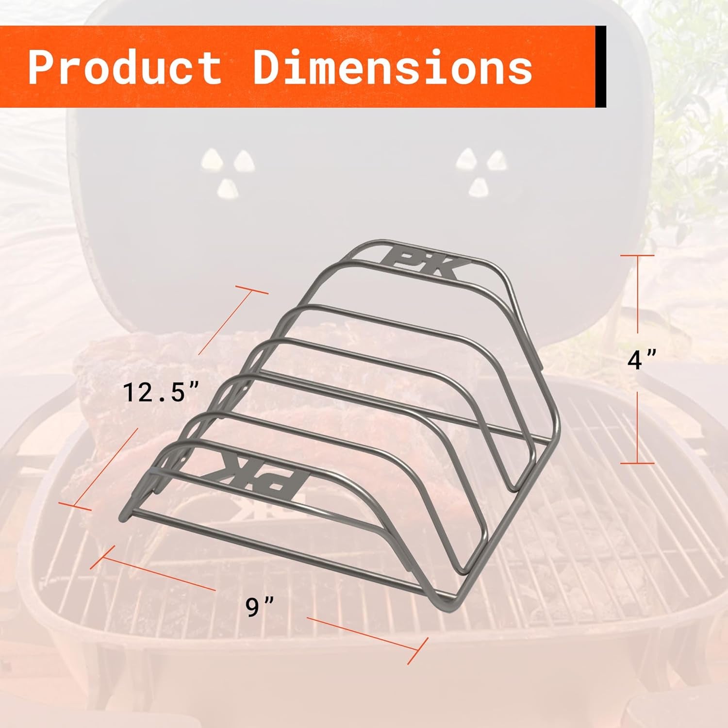 PK Grills Stainless Steel BBQ Rib Rack for Grilling, Smoking, & Roasting, Barbecue Grill Oven Accessories, PKUA-RR-SS