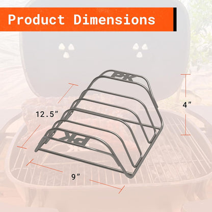 PK Grills Stainless Steel BBQ Rib Rack for Grilling, Smoking, & Roasting, Barbecue Grill Oven Accessories, PKUA-RR-SS