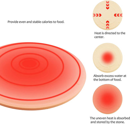 13" round Pizza Stone for Oven and Grill with Bamboo Pizza Paddle, Cleaning Scraper and Recipe Cordierite Baking Stone for Oven Thermal Shock Resistant