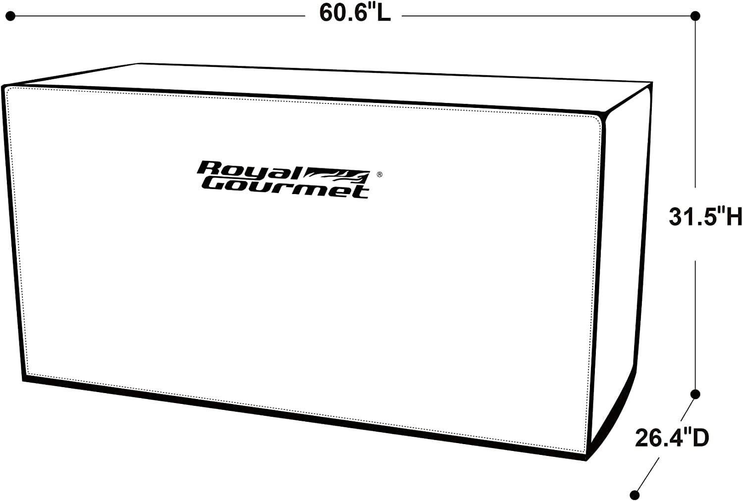 Royal Gourmet CR6008 60" Grill Cover, Durable Oxford Polyester Outdoor BBQ Cover for Flat Top Griddle, Water Resistant, Weather Protection, Black