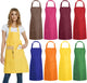 8 PCS Plain Bib Aprons Bulk - Mixed Color Commercial Apron with 2 Pockets for Kitchen Cooking Restaurant BBQ Painting Crafting