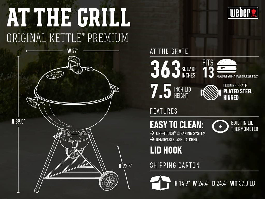 Weber Original Kettle Premium Charcoal Grill, 22-Inch, Black