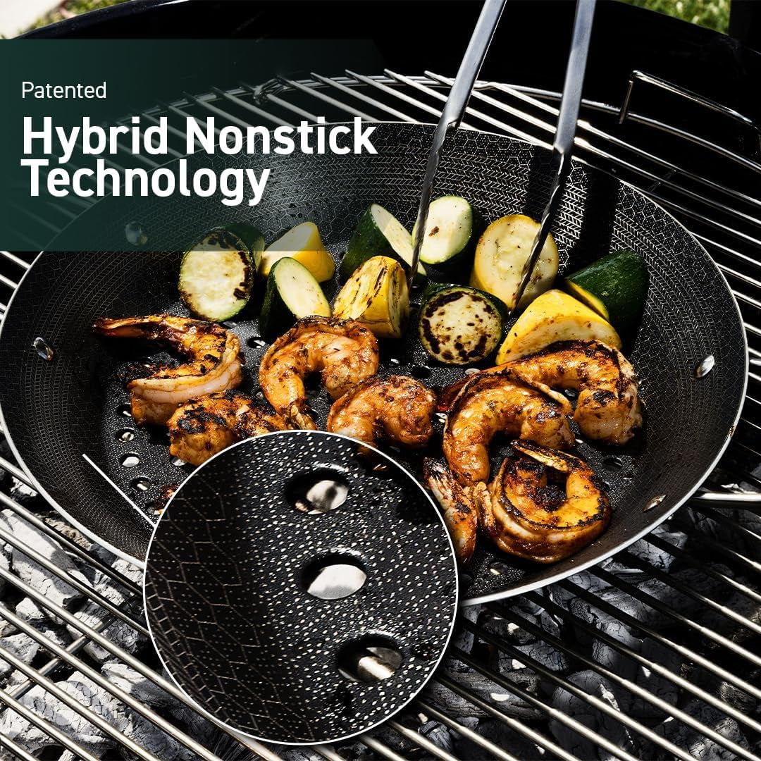 Hybrid Nonstick BBQ Grill Pan, Heat-Safe to 900º F, Dishwasher Safe