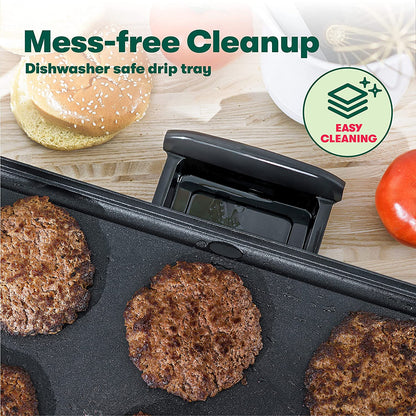 Electric Griddle with Warming Tray - Smokeless Indoor Grill, Nonstick Surface, Adjustable Temperature & Cool-Touch Handles, 10" X 18", Copper/Black